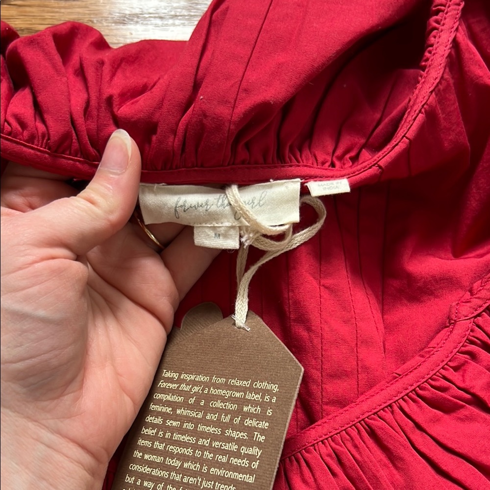 Women’s Red Ruffle Short-Sleeve Top - Picture 2 of 5